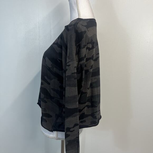 PLANET by Lauren G Shirt Top One Size Black Gray Camo Prima Cotton Loose Fit - Picture 4 of 6